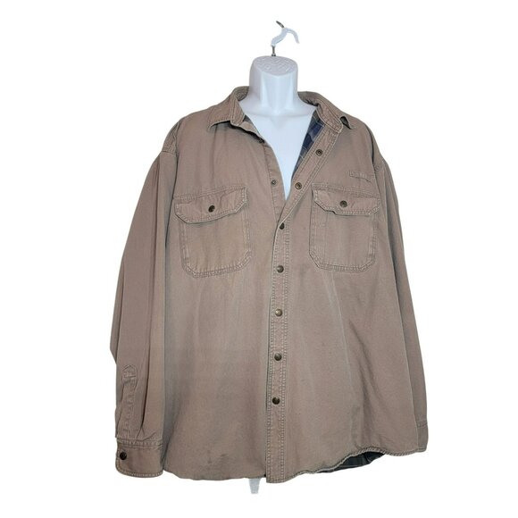 Cabela's Legendary Quality Canvas Work Jacket, Men 2X, Tan and Flannel Lined,GUC - Picture 1 of 13